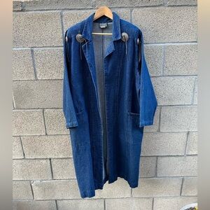 Vintage Roughrider By Circle T Denim Coat Made In USA Indigo Blue Women's Size M